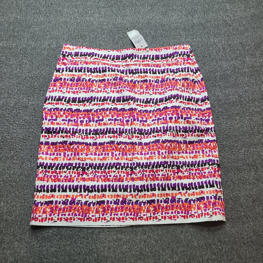 Ann Taylor Madison Women's 00P White Multi Color Abstract Print Pencil Skirt NWT